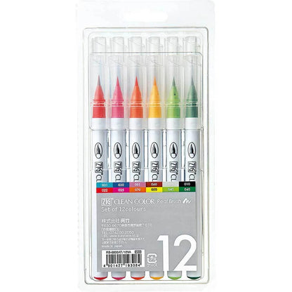 ZIG Clean Color Real Brush Set 12 Couleurs – Feutres Pinceau Aquarelle Manga & Illustration