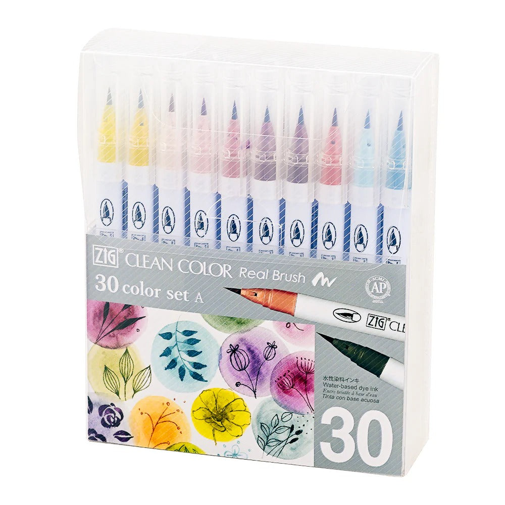 ZIG Clean Color Real Brush Set 30 Couleurs A – Feutres Pinceau Aquarelle Manga & Illustration