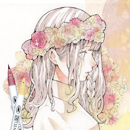ZIG Clean Color Real Brush Pale Color I – Set 6 Couleurs Pastel Illustration