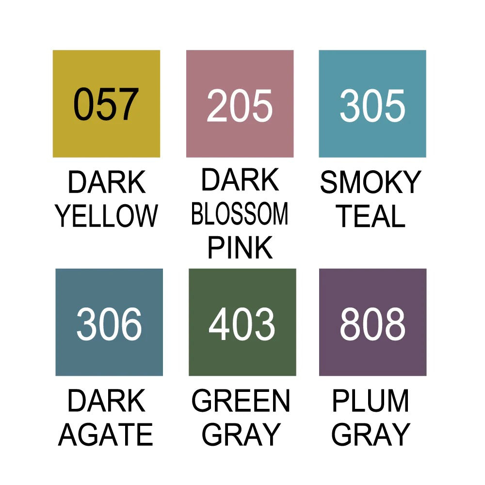 ZIG Clean Color Real Brush Smoky Color – Set 6 Couleurs Tons Sourds