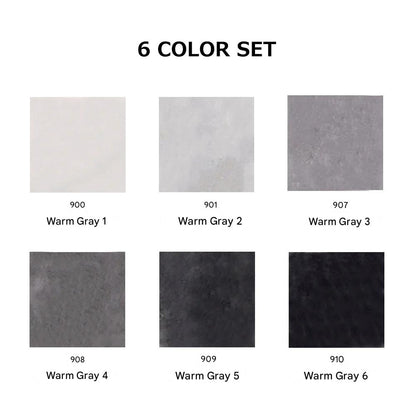 Juego de 6 rotuladores de pincel ZIG Clean Color Real Brush Warm Gray (gris cálido)