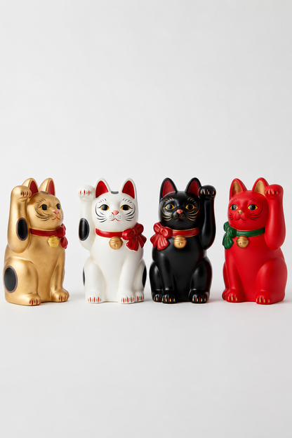 Authentic Japanese Maneki Neko Fukumusubi 15 cm | Handmade Lucky Cat from Seto