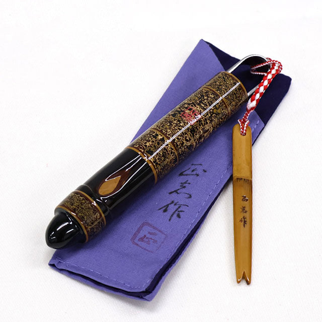 Ciseaux japonais coupe-fil 90 mm avec étui artisanal Masashi – laque urushi, poignée type canne de prestige – Japon