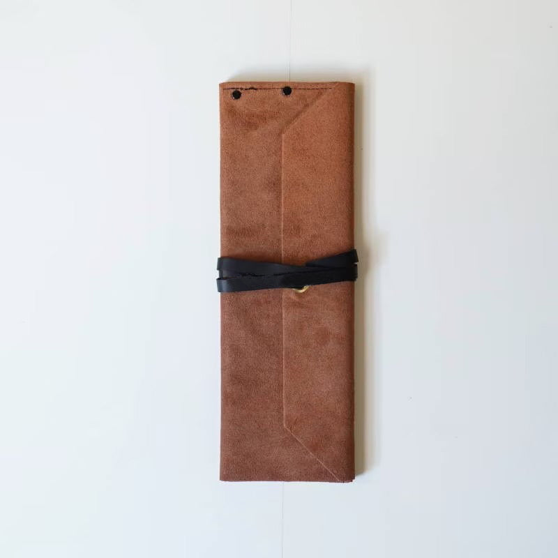 Étui en cuir velours pour scies japonaises – Marron (5 scies)
