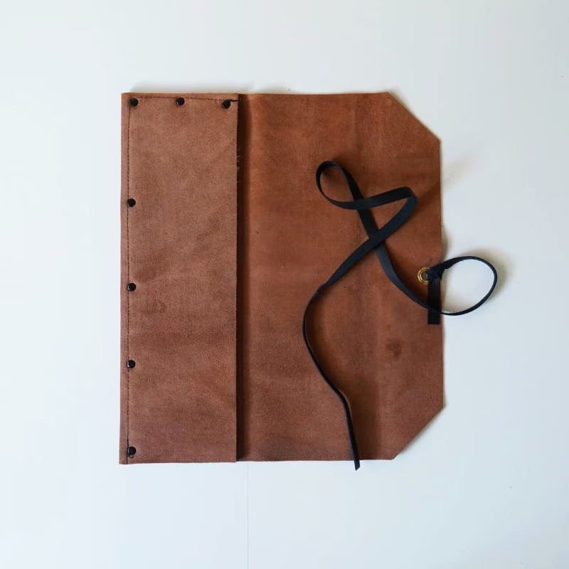Étui en cuir velours pour scies japonaises – Marron (5 scies)
