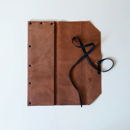 Étui en cuir velours pour scies japonaises – Marron (5 scies)