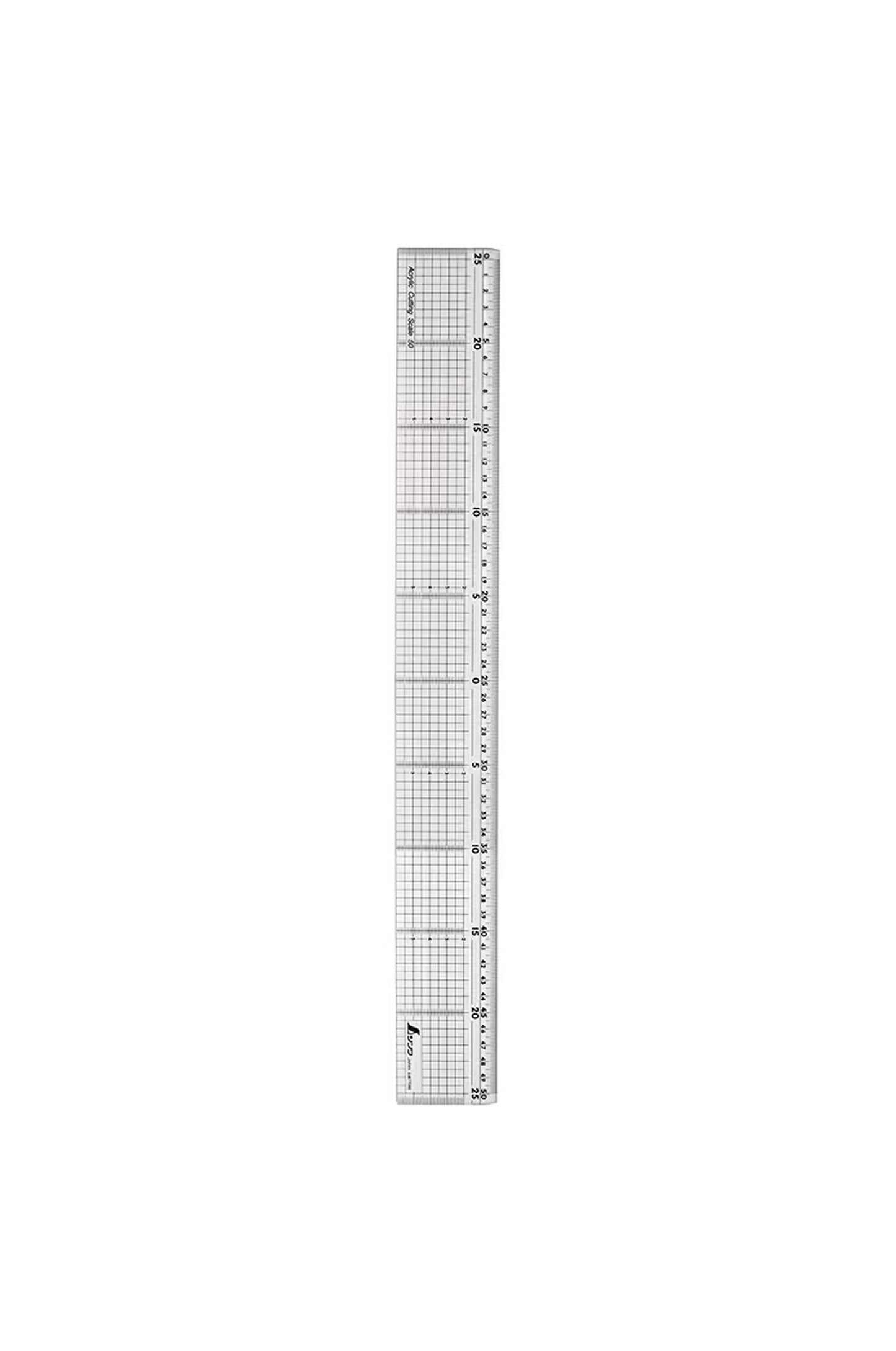 Règle de Découpe Japonaise en Acrylique 50 cm avec Bord en Acier Inoxydable – Shinwa