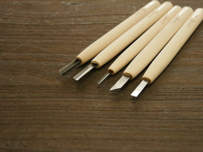 Coffret de 5 ciseaux de sculpture japonais HSS – Manches en bois de sakura