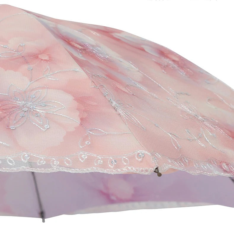 Parapluie Pliable Anti-UV Double Couche Dentelle Kumokasa