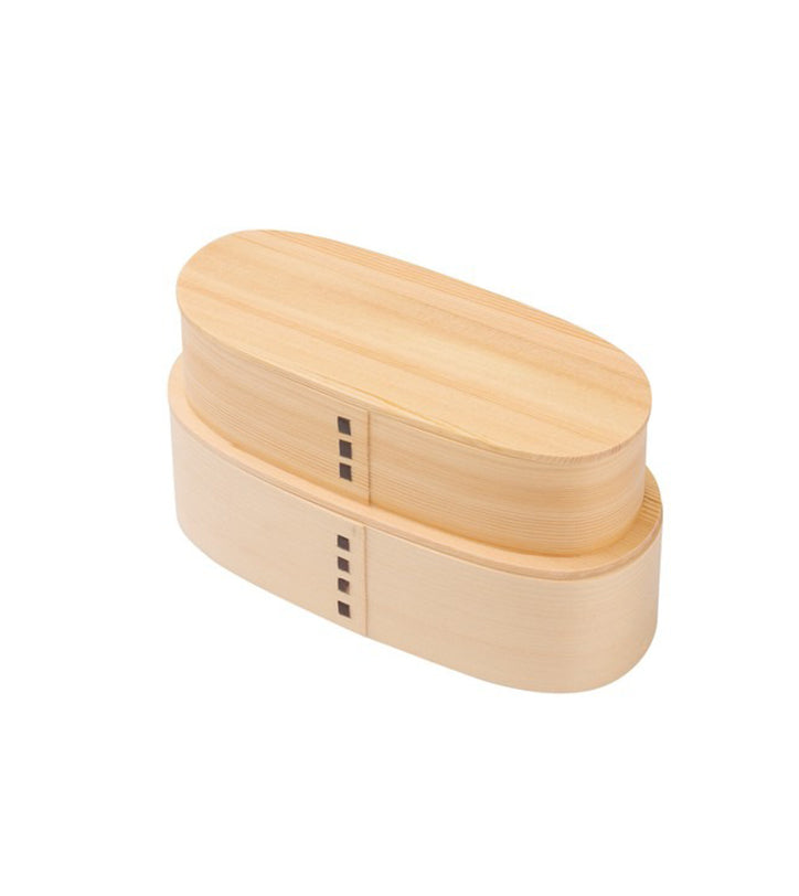 Boîte Bento Japonaise Magewappa 2 Étages Slim – Bois de Cèdre Naturel 700 ml