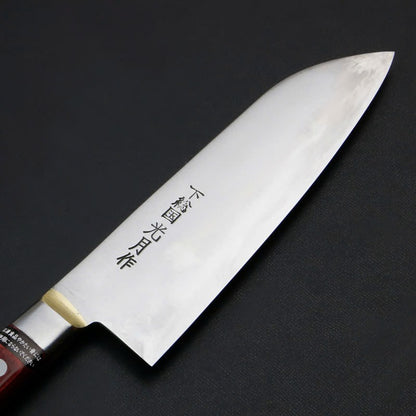 Couteau japonais Santoku Shimousa Kougetsu 180 mm – Acier Shirogami n°1 forgé à la main