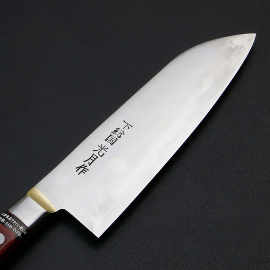 Couteau japonais Santoku Shimousa Kougetsu 180 mm – Acier Shirogami n°1 forgé à la main