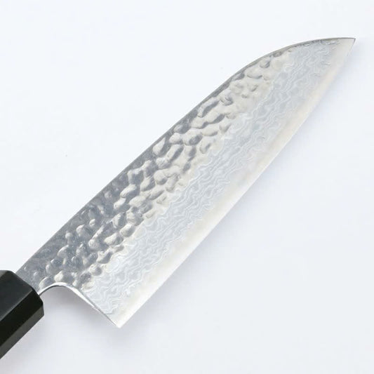 Couteau japonais Santoku 165 mm – Acier Ginsan Damas 33 couches, manche noyer