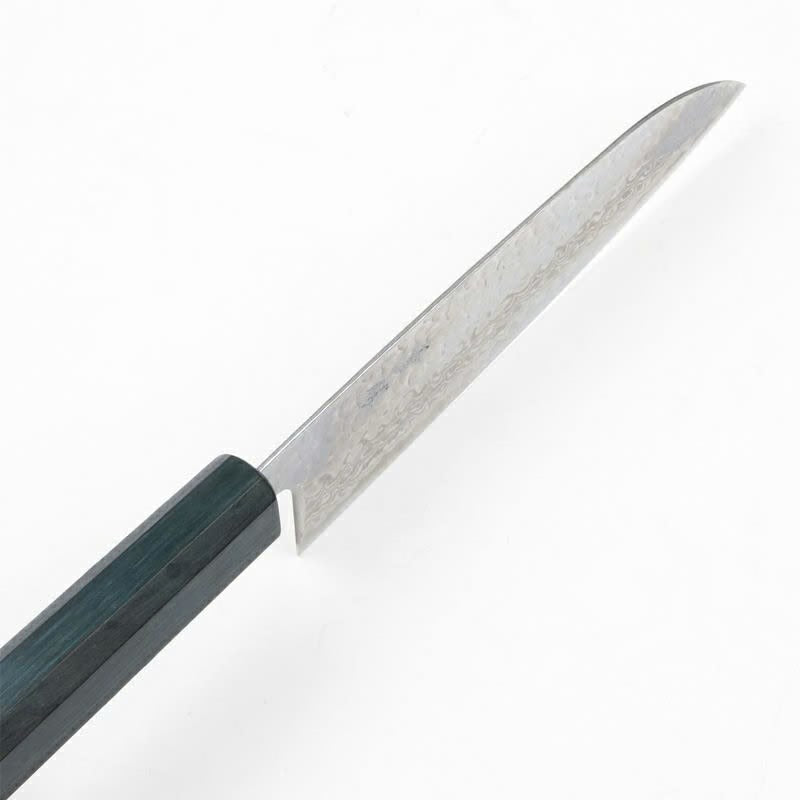 Couteau japonais Santoku Shigekatsu 165 mm – Ginsan Damas 33 couches, manche indigo