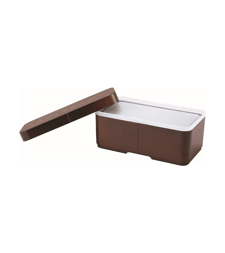 Boîte Bento Japonaise Style Magewappa Rectangulaire Marron – 520 ml, Fabrication Japonaise