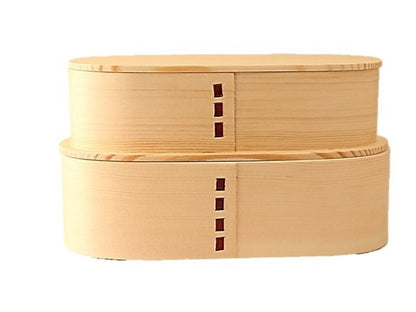 Boîte Bento Japonaise Magewappa 2 Étages Slim – Bois de Cèdre Naturel 700 ml