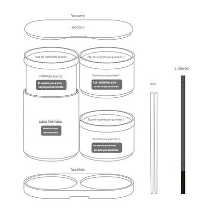 Lunch Box Isotherme MOTTERU avec Compartiments Modulables et Baguettes Intégrées