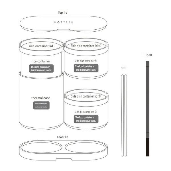 Lunch Box Isotherme MOTTERU avec Compartiments Modulables et Baguettes Intégrées