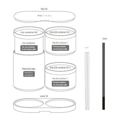 Lunch Box Isotherme MOTTERU avec Compartiments Modulables et Baguettes Intégrées