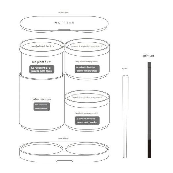 Lunch Box Isotherme MOTTERU avec Compartiments Modulables et Baguettes Intégrées