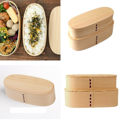 Boîte Bento Japonaise Magewappa 2 Étages Slim – Bois de Cèdre Naturel 700 ml