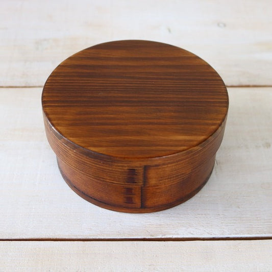 Japanese Round Magewappa Cedar Wood Bento Box – 650 ml, Brown Finish