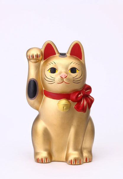 Authentic Japanese Maneki Neko Fukumusubi 15 cm | Handmade Lucky Cat from Seto