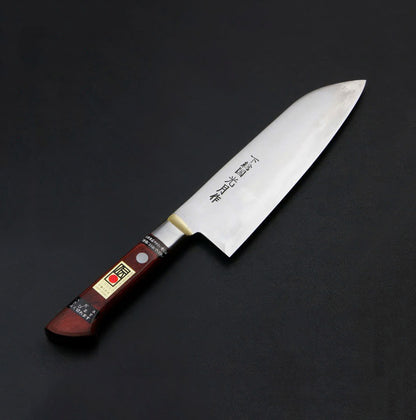 Couteau japonais Santoku Shimousa Kougetsu 180 mm – Acier Shirogami n°1 forgé à la main