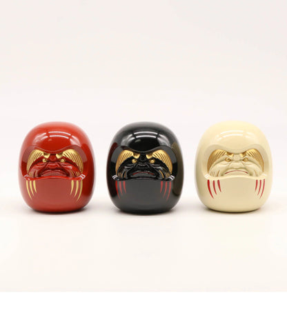 Daruma japonais porte-bonheur en métal laqué Ginzado | Objet décoratif traditionnel du Japon