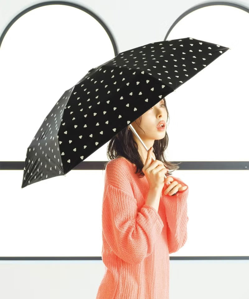 Parapluie Pliable Mini Anti-UV Motif Cœur Wpc.