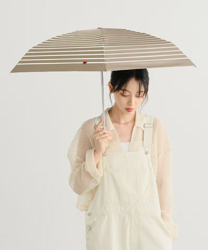 Parapluie Pliable Mini Anti-UV à Broderie Cœur et Rayures Wpc.