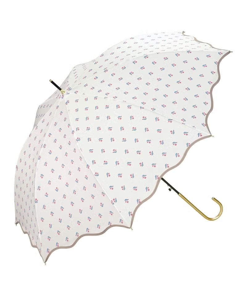 Parapluie Pliable Mini Bordure Ondulée et Petites Fleurs Wpc. | Pluie & Soleil