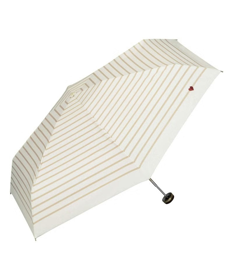 Parapluie Pliable Mini Anti-UV à Broderie Cœur et Rayures Wpc.