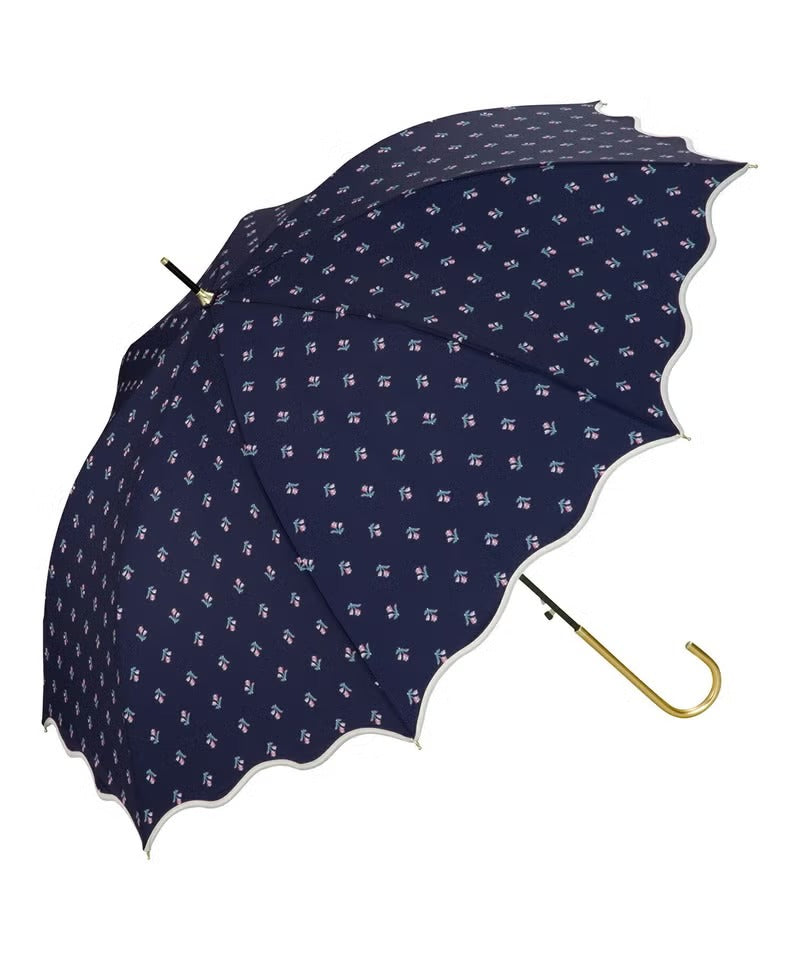 Parapluie Pliable Mini Bordure Ondulée et Petites Fleurs Wpc. | Pluie & Soleil