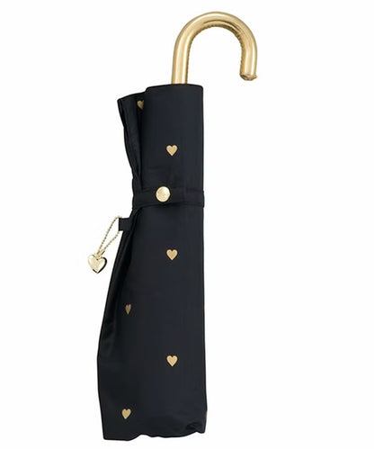Parapluie Japonais Pliant Mini Anti-UV Petits Cœurs Dorés Wpc.