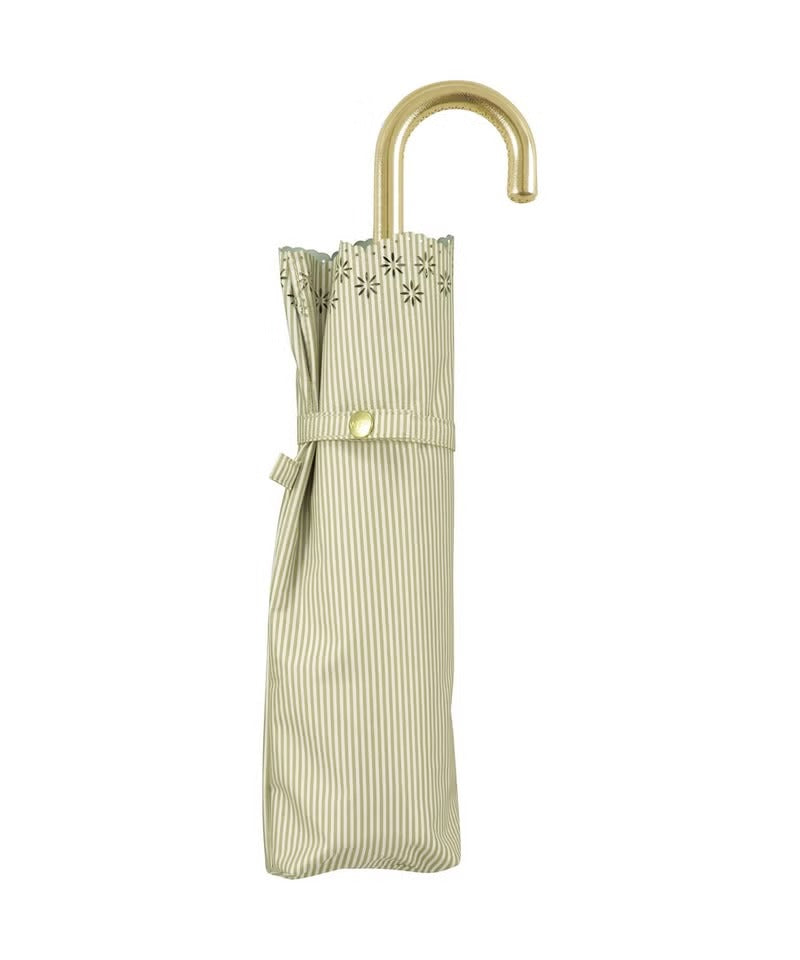 Parapluie Japonais Pliant Mini Anti-UV Bordure Fleurie et Rayures Wpc.