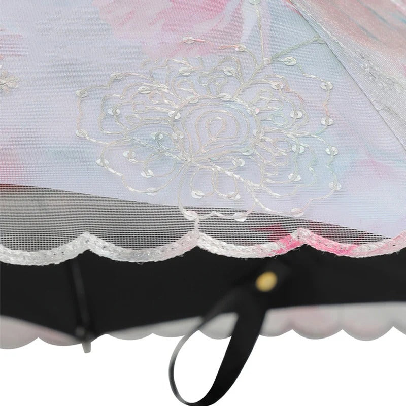 Parapluie Pliable Anti-UV Double Couche Dentelle Kumokasa