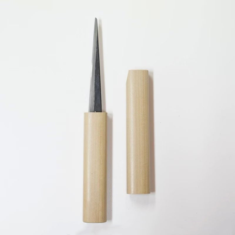 Baishinshi Couteau de sculpture japonais 90mm – Blue Steel gaucher avec étui bois
