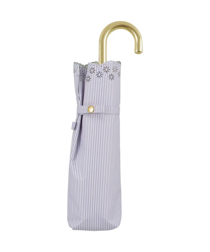 Parapluie Japonais Pliant Mini Anti-UV Bordure Fleurie et Rayures Wpc.