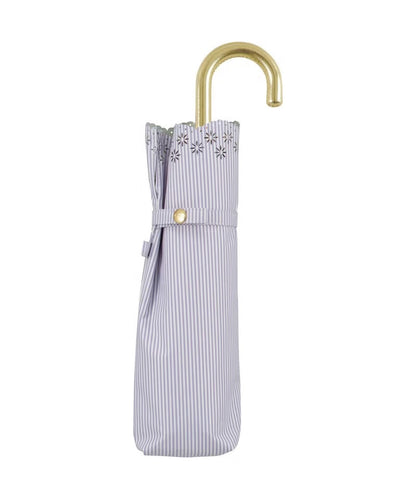 Parapluie Japonais Pliant Mini Anti-UV Bordure Fleurie et Rayures Wpc.
