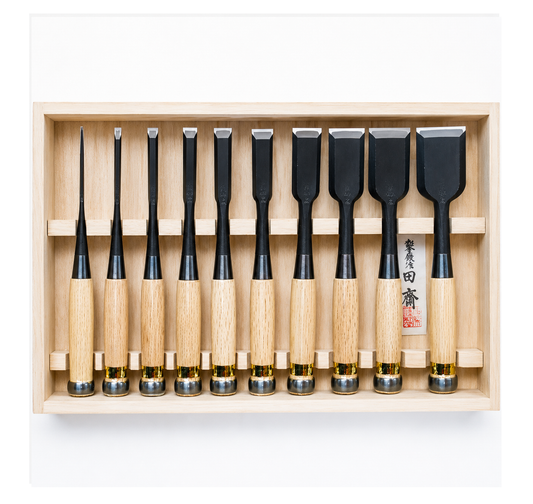 Set of 10 Tasai Kokorozashi Oire Nomi Japanese chisels