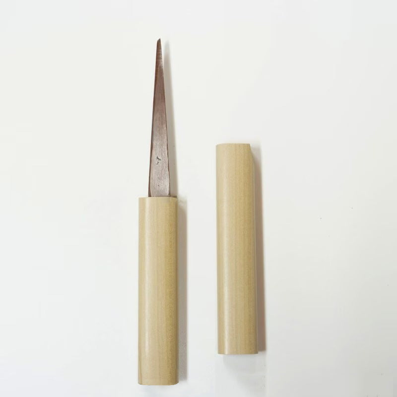 Baishinshi Couteau de sculpture japonais 90mm – Blue Steel gaucher avec étui bois