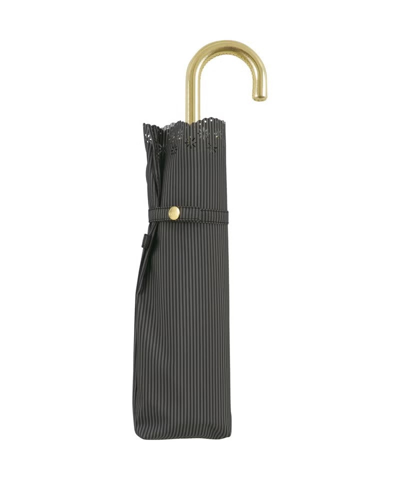 Parapluie Japonais Pliant Mini Anti-UV Bordure Fleurie et Rayures Wpc.