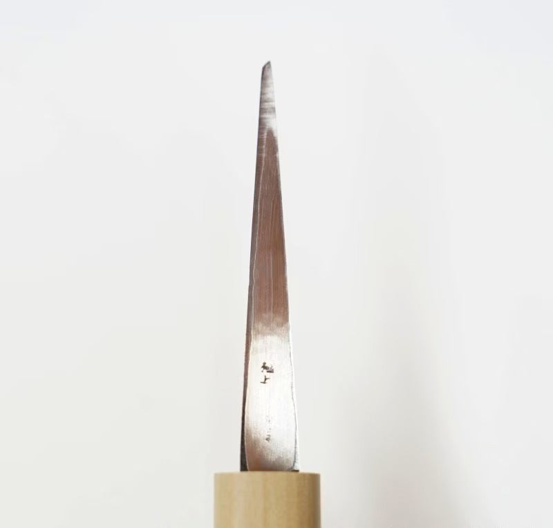 Baishinshi Couteau de sculpture japonais 90mm – Blue Steel gaucher avec étui bois
