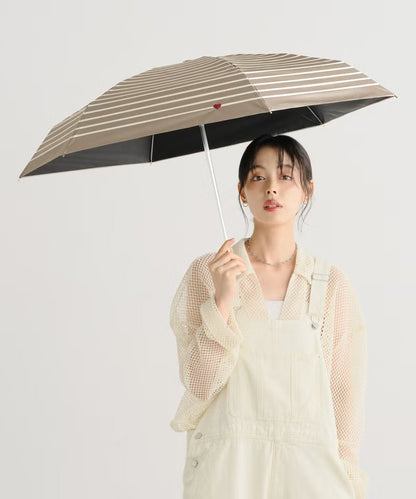 Parapluie Pliable Mini Anti-UV à Broderie Cœur et Rayures Wpc.
