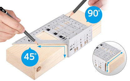 Gabarit de traçage Shinwa pour bois 2×4 – Angles 45° et 90°