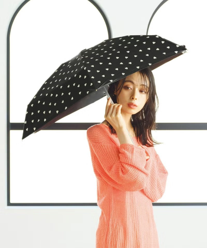 Parapluie Pliable Mini Anti-UV Motif Cœur Wpc.