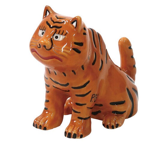 Figurine Tigre Tibétain en Porcelaine POST GENERAL | Objet Décoratif & Porte-Bagues