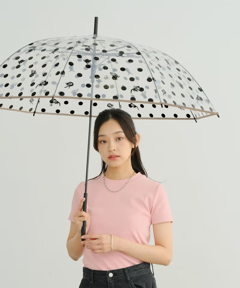Parapluie Vinyle Transparent Pliable Motif Chats et Pois Masayuki Oki × Wpc.