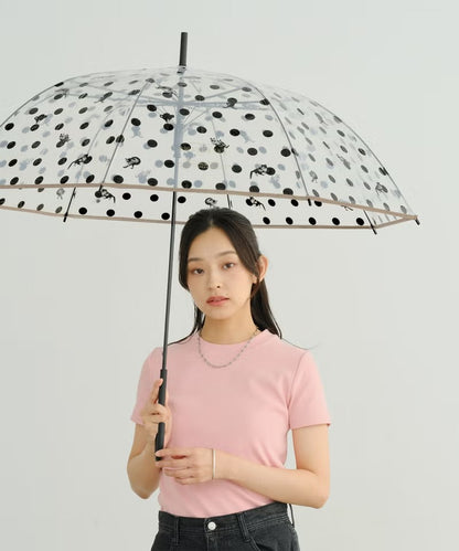 Parapluie Vinyle Transparent Pliable Motif Chats et Pois Masayuki Oki × Wpc.